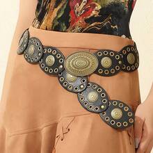 Western Retro Belt Decorative Disc Accessories Waist Seal American Y2k Rivet Babe Dress New - 棕色 - 查看 8