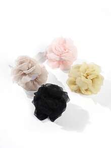 1pc 6cm/2.36in Small Solid Color Mesh Flower Hair Clip, Suitable For Daily Wear, Party And Wedding Occasions Summer Hair Accessories Beach Claw Clips Vacay Hair Claw Elegant Hair Clutch - Multicolor - View 2