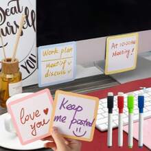 6pcs Reusable Magnetic Memo Pads With Pen, Size 4"X4", Back To School Edition - Writable, Erasable Labels Suitable For Whiteboards, Refrigerators, Storage Cabinets, Ideal For Office, Classroom Organization And Home Reminders - one-size - View 2