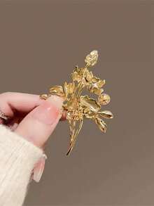 珐琅牡丹花胸针，镶嵌珍珠，优雅复古中式风格，女士胸针，母亲节理想礼物，可用于装饰围巾、帽子、披肩、毛衣和开衫。 - 彩色 - 查看 5