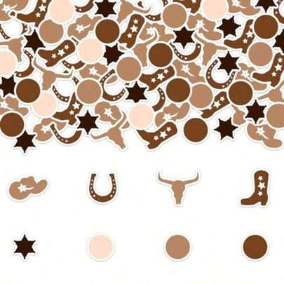 200PCS Cow Confetti - Brown Western Cow Party Decorations First Rodeo Birthday Party Decorations For  Western Wild West  Shower Table Scatter
