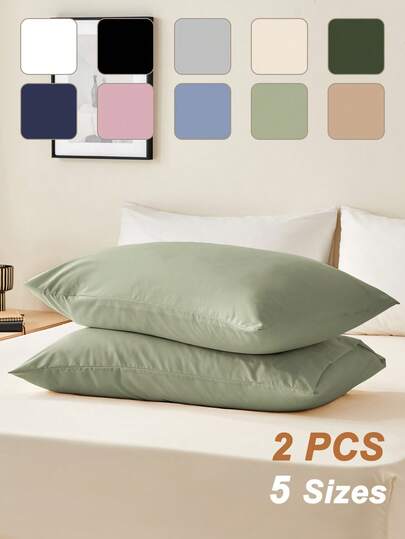 1pc/2pcs Soft Pillowcase, Available In Multiple Sizes, Envelope Closure, Wrinkle-Resistant, Fade-Resistant, Stain-Resistant, Suitable For Bedroom, Sofa, Living Room And Home Decor, Pillow Insert Not Included. Color: Green. Ideal For Holiday Decor, Room Decor, Spring/Summer New Arrival, All Season Use.