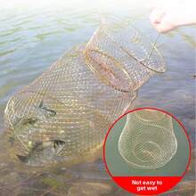1 pièce Cage de pêche portable pliable, en métal, (Petite/Moyenne/Grande) Piège à poissons pliable tressé, idéal pour contenir les poissons, les crevettes, les crabes, outil et accessoire de pêche - Spécifications multiples - Voir 9