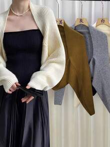 1pc Women's Long Sleeve Lightweight Cardigan, Air-Conditioned Room Shawl, Beach Cover-Up, Can Be Worn With Spaghetti Strap Dress - Multicolor - View 9