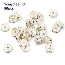 50 buah Manik-manik Bulat Rhinestone AB 4/6/8/10mm Kristal Lepas untuk Pembuatan Perhiasan DIY, Gelang, dan Aksesoris Kalung - oblat - View 44