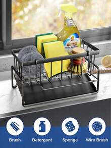 1pc Efficient Draining Kitchen Sponge Holder, Kitchen Sink Organizer Rack, Sponge Holder, Soap Dish Holder, Self-Draining Kitchen Sink Organizer Rack, Made Of Carbon Steel, More Durable, Kitchen Countertop Organizer Rack, Food Storage Rack, Kitchen Sink Corner Sponge Storage Basket, Sink Rack, With Dishcloth Drying Rack, Also Can Be Used As Soap Dish, With Fast Draining Function, Space-Saving Countertop Organizer Rack - Multicolor - View 2