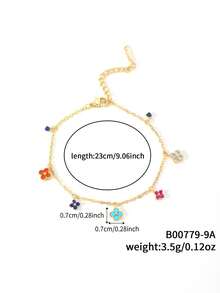 1pc Elegant Lucky Clover Shaped Chain Bracelet, Suitable For Casual Daily Wear - Multicolor - View 13
