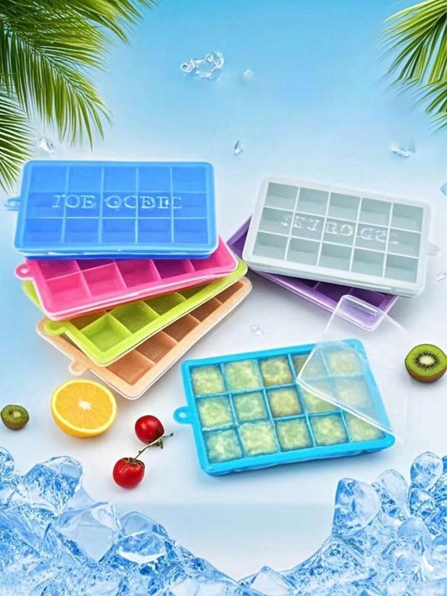 1个硅胶托盘，简约黑/绿/蓝15孔模具托盘