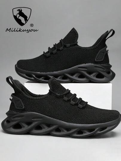 1 đôi (size 28-46) Giày thể thao unisex cỡ lớn màu đen mới mùa xuân/hè 2026, siêu nhẹ, thoáng khí, chống trơn trượt, bền bỉ, phù hợp cho đi trong nhà/văn phòng và đi bộ ngoài trời, họa tiết ngẫu nhiên không đều.
