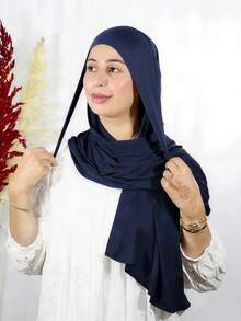 1pc Women's Instant Headscarf Tie-Tie Scarf, Classic Solid Color Wrap-Around Shawl, Premium Modal Fabric Smooth Soft Comfortable, Suitable For Daily Abaya Matching And Holiday Wear,Travel Essential,Beach Towel - Multicolor - View 33