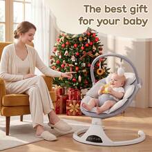 Electric Baby Swing W/ Remote Control,5 Natural Motion Speeds,Detachable Seat Pad,Portable Infant Swing Indoor&Outdoor For 0-6M Up To 20lbs (Gray) - US A Type Plug(110-127V) - View 4