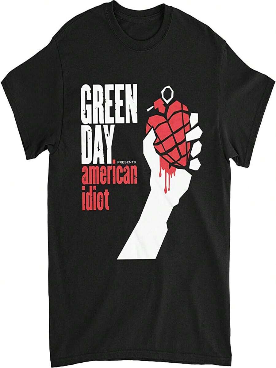Camiseta auténtica para hombre con dise?o de Green Day American Idiot - Negro - Ver 1