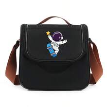 Skateboard Astronaut Printed Lunch Box, Stylish Large Capacity Lunch Bag, Portable Lunch Box With Comfortable Adjustable Shoulder Strap, Safety Zipper Closure, Suitable For Work, Travel, Picnic, Hiking, Beach And Other Occasions. The Perfect Holiday Gift Handbag Choice - Multicolor - View 15