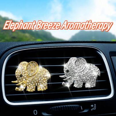 1 Set Cute Rhinestone Elephant Car Air Vent Fragrance Clip, Crystal Car Fragrance Diffuser Decor Accessory