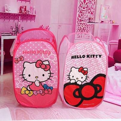 SANRIO Foldable Breathable Divided Storage Basket, Large Opening Laundry Basket, Storage Bin, Shelving Basket, Laundry Hamper