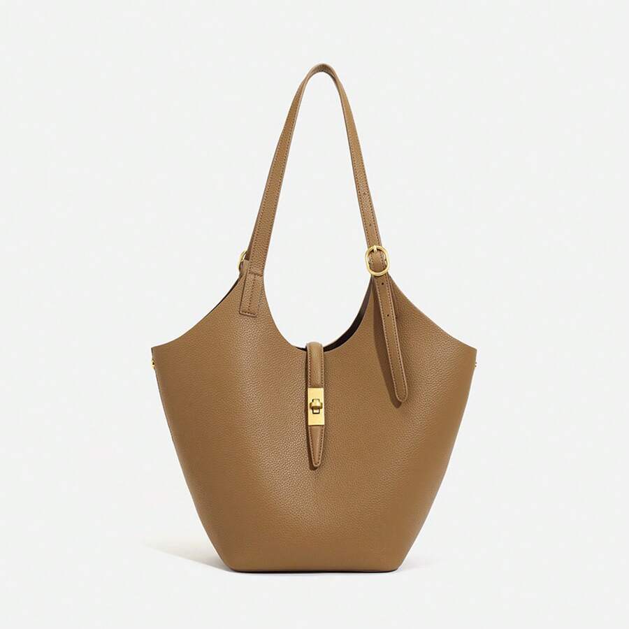 Los bolsos tote de cuero genuino son populares este año entre las mujeres; para otoño e invierno de 2026, nuevos bolsos de hombro y de mano de gran capacidad. Kamel Reina Bolso Tote Mexicano de Cuero Genuino para Mujer, Amplio y Resistente. - caqui oscuro - Ver 1