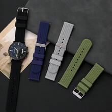 Men Tire Texture Watch Band 18mm 20mm 22mm 24mm Quick Release Spring Bar Waterproof Replacement Silicone Watch Strap - Mouldless - View 3