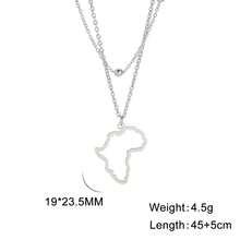 LIKGREAT Stainless Steel Hollow African Map Multi-Layer Beaded Chain Necklace For Women, Fashion Party Friend Gift - African Map Series - View 17