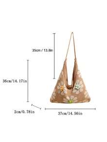 Elegant Versatile Textured Lightweight Large Capacity Foldable Fashion Women Shoulder Bag - Khaki - View 10