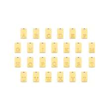 1pc Women's Classic Rectangular Letter Round Pendant Gold Stainless Steel Lip Chain Necklace - Yellow Gold - View 4