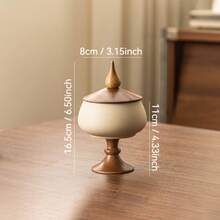 1pc Vintage Style Thick Ceramic Canister With Lid, Candy/Dried Fruit/Jam Storage Jar, Kitchen Spice Container, Sugar Pot, Suitable For Kitchen Storage And Entryway Decor - Stoneware - View 12