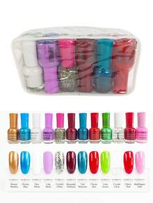 Set Of 12 Water-Based Nail Polishes, 16ml, Quick-Drying, Long-Lasting, Easy To Use, Suitable For Beginners, For Salon Or Home Use - Violet Purple - View 1