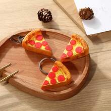 1 chiếc móc khóa hình bánh pizza thực tế, quà tặng sáng tạo, phụ kiện trang trí túi xách (kiểu ngẫu nhiên) - Nhiều màu - Xem 1