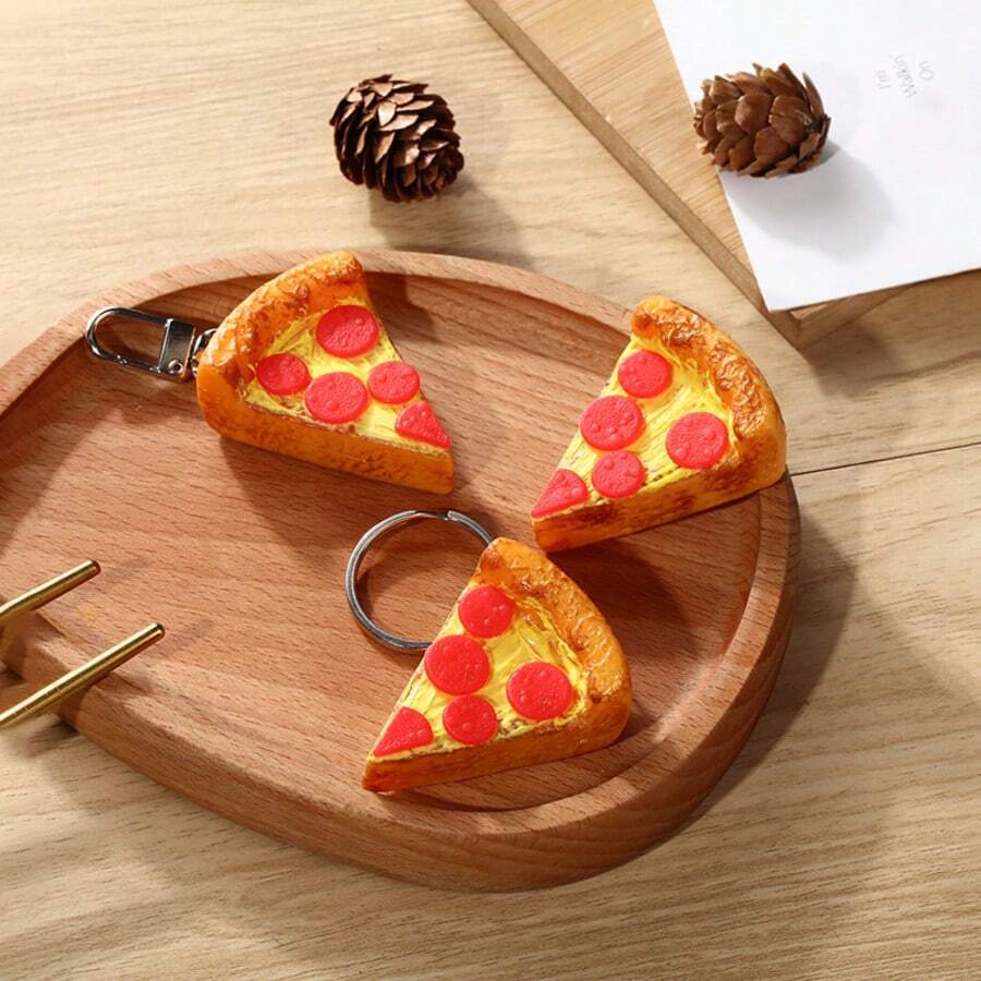 1 chiếc móc khóa hình bánh pizza thực tế, quà tặng sáng tạo, phụ kiện trang trí túi xách (kiểu ngẫu nhiên) - Nhiều màu - Xem 1