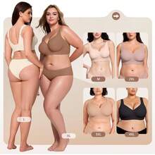 Jelly Bras For Women No Underwire Wireless Support Lift Full Coverage Plus Size Comfort Seamless Bra - Sand - View 6