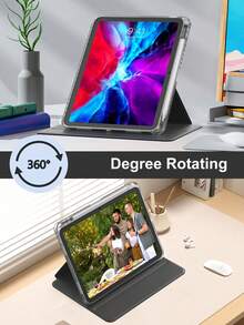 Ốp lưng xoay 360 độ, chống sốc, chịu áp lực cao và chống trầy xước, có chức năng tự động bật/tắt màn hình, tương thích với ngăn đựng bút tích hợp và góc nhìn linh hoạt. - màu đen - Xem 3