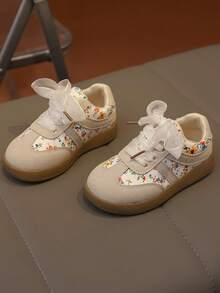 1 Pair New Cute Floral Lace Casual Sports Shoes, Minimalist Fashion Versatile Soft Sole Outdoor/Party Wear Kids Shoes - Beige - View 13