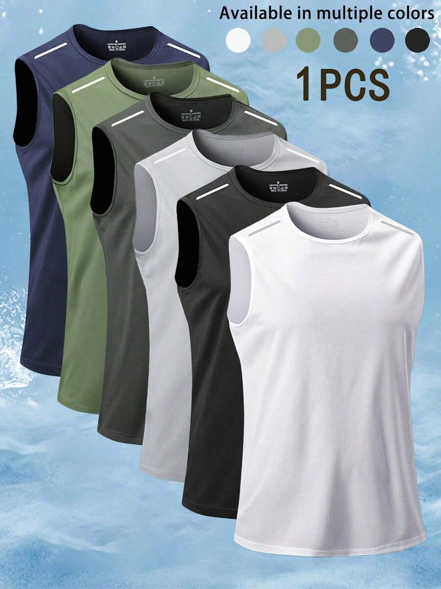 Camiseta sin mangas de secado rápido para hombres, parte superior de entrenamiento de baloncesto y fitness, blanco verano - Blanco - Ver 1