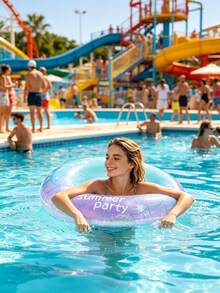 Eye-Catching Inflatable Swim Ring, 2 Options With/Without Thickened Double Handles, Gradient Purple, For Pool Party, Summer Beach, Fun Outdoor Water Sports, Pool Float, Water Sports Accessory, Outdoor Water Product - Multiple Styles - View 5