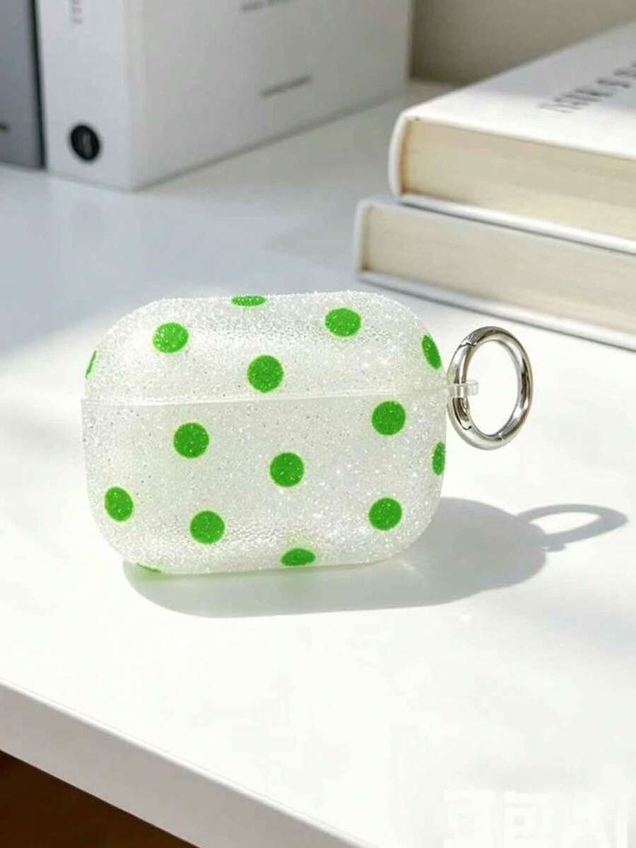 1pc Reversible Black, Pink, Green Polka Dot Earphone Case With Rhinestones, Suitable For AirPods 1/2/3/Pro/Pro 2nd Protection Cover - Mint Green - View 1