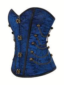 Local Shipping European And American Gothic Purple Court Corset - 藍色 - 查看 2