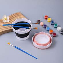 Mini Desktop Foldable Brush Washing Bucket For Art Students, Portable Watercolor Painting Tool, Brush Washing Bucket Wholesale - Square Black - View 3