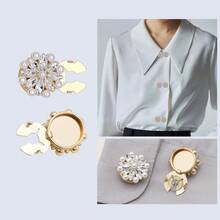 1/2/4pcs 22mm Elegant Rhinestone & Faux Pearl Button Covers For Women, Crystal Button Covers, Detachable Clip On Button Covers, Crystal Fancy Buttons For Clothing, Button Snaps With Pliers Press For Dress Suit Tux Shirt Accessories, Lead Color - Multicolor - View 13