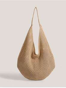 Large Capacity Hollow Woven Tote Bag, New Spring/Summer Beach Vacation Shoulder Crossbody Bag - Multicolor - View 11