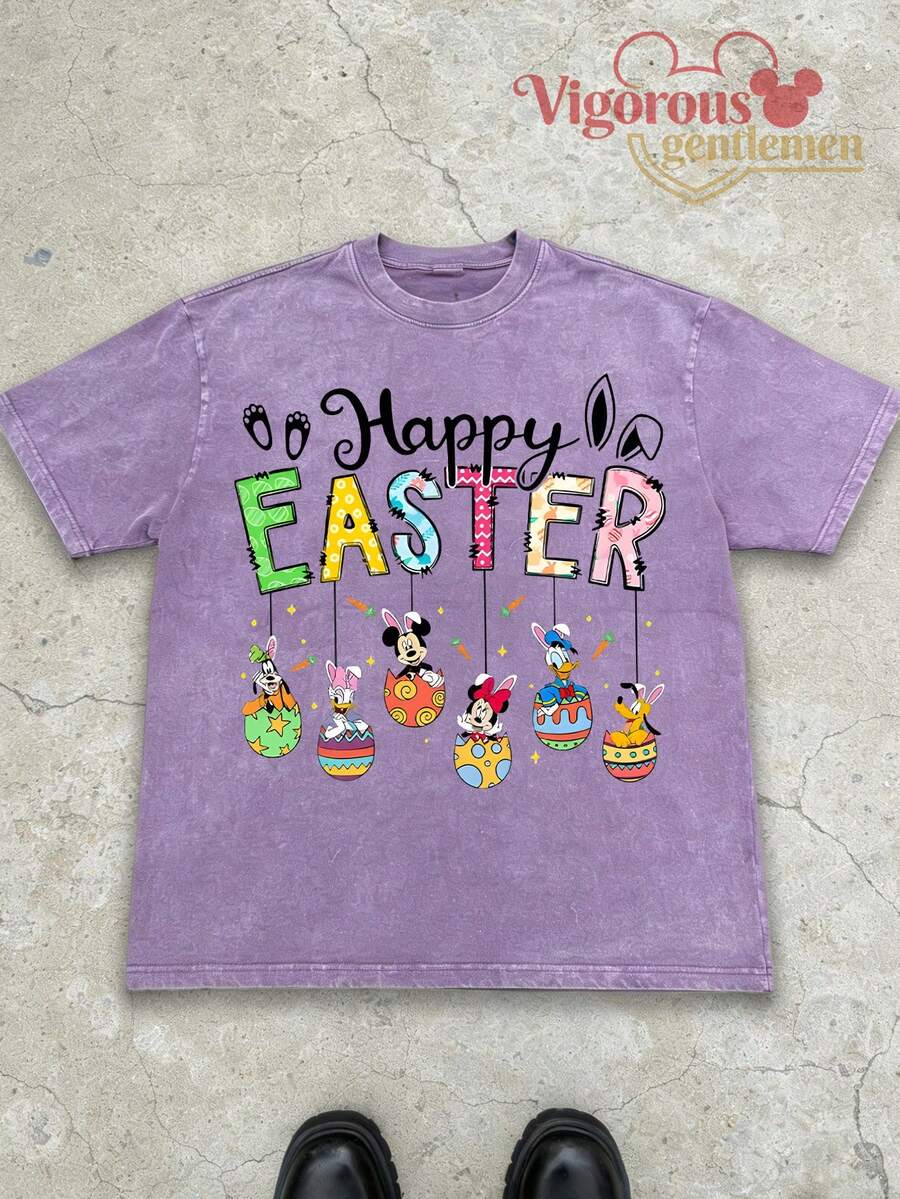 "Disney Mickey & Friends Happy Easter Washed T-Shirt" - 淡紫色 - 查看 1