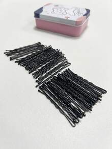 100个/盒 多功能日常发夹，实用女孩发饰 - 黑色 - 查看 2