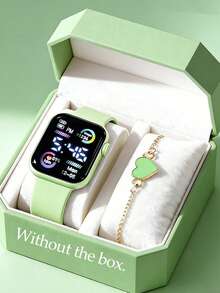 2pcs/Set, New Square Digital LED Screen Watch With Heart-Shaped Bracelet Set, Great For Parties, Decorations, And Mother's Day Gifts - Multicolor - View 12