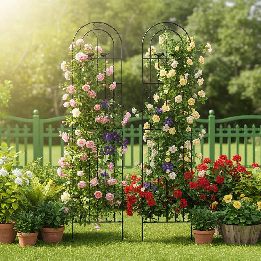 Metal Garden Trellis 220x50cm For Climbing Plants Vines Flowers Vegetables - 2 - 查看 1