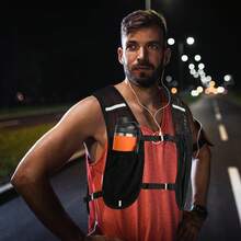 Chaleco ligero y ajustable para correr con bolsillo para teléfono, chaleco de running para maratón unisex con bolsillo (solo el chaleco) - Nuevo negro - Ver 2