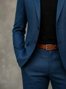 Men's Microfiber Melange Premium Emporio Colombo Suit - 藏蓝色 - 查看 5