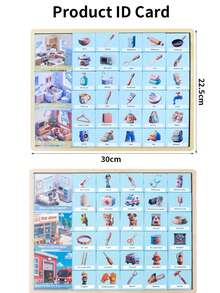 Montessori Wooden Double-Sided Matching Puzzle Board Scene Cognition Jigsaw Early Educational Toy For Kids Logical Thinking Training Parent-Child Interactive Game - Multicolor - View 11