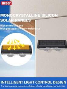 Luz de pared solar, lámpara de pared LED RGB resistente al agua IP65 con cambio de color, luz exterior automática del anochecer al amanecer adecuada para jardín, cerca, patio, patio trasero - Lámparas solares de pared para exteriores - Ver 11