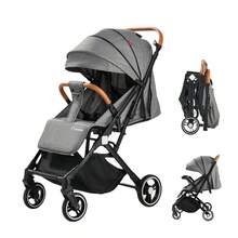H HIBOBI One-Way, Foldable, And Portable Baby Stroller With Adjustable Seat, Large Storage Basket, And Shock-Absorbing Design. Equipped With A Canopy, Bottle Holder, And Food Tray. A Must-Have For Family Outings With Newborns And Toddlers. - 灰色 - 查看 11