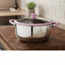 Budineras con asas de silicona color rosa / cacerolas  de Cocina 6 piezas de acero inoxidable de alta calidad resistente, compatible con cualquier fuente de calor incluyendo inducción. - Ver 7