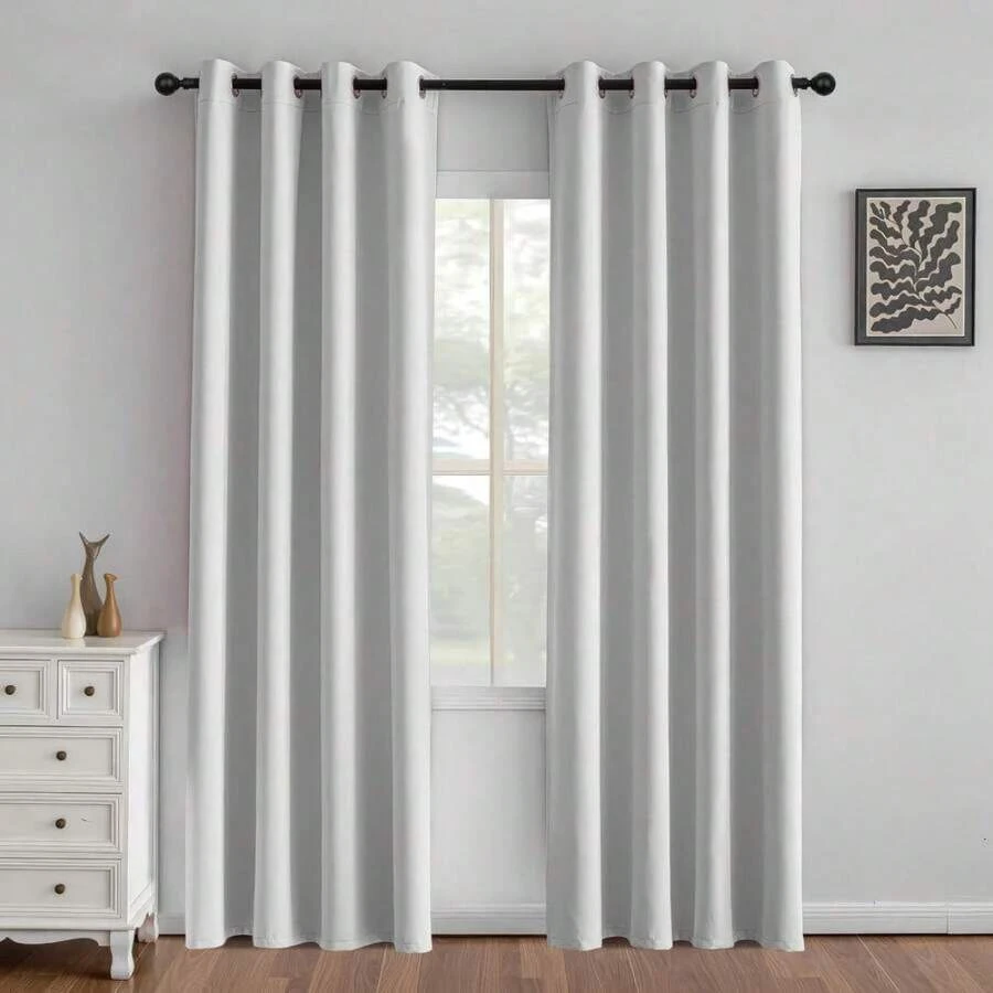 1 Piece Thermal Blackout Curtain 135x225 Cm, Total Light And UV Ray Blocking, Noise And Temperature Insulation, Ideal For Bedroom, Living Room Or TV Room - 淺灰色 - 查看 1