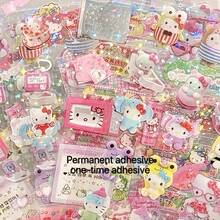 SANRIO (Chính thức) Sách hình dán hoạt hình Hello Kitty & Easy Bear - Hình dán cắt laser theo hình dạng, bao gồm các nhân vật Coolomi, chất liệu nhựa màu hồng/đỏ, thích hợp cho trượt patin và đạp xe. - 4 chiếc ngẫu nhiên - Xem 6